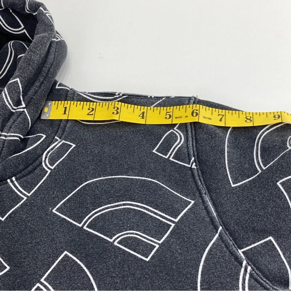 The North Face Hoodie Mens Black White All Over Print AOP Pullover Sweater S
